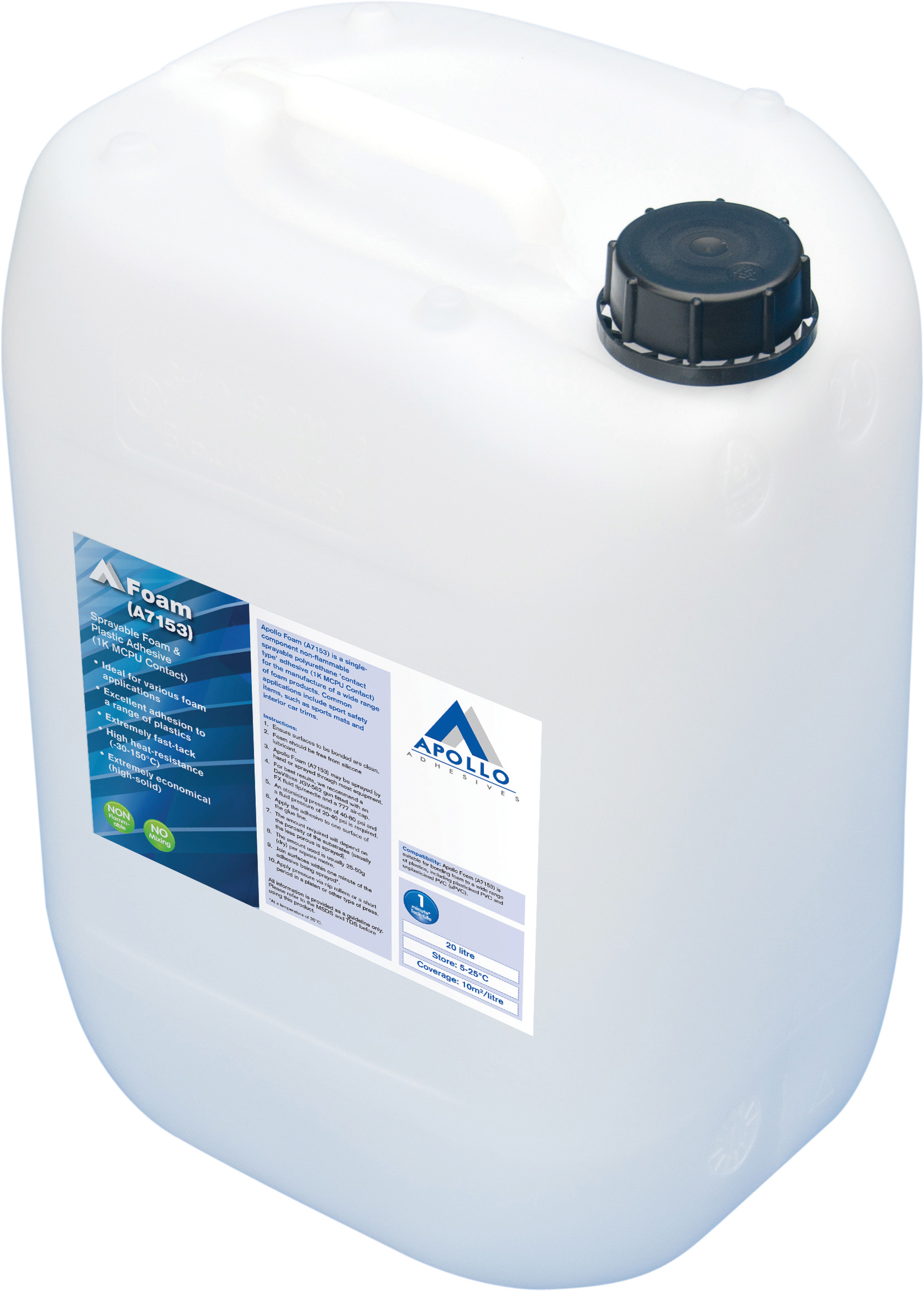 Apollo A7153 Sprayable Foam & Plastic Contact Adhesive - Redwood UK